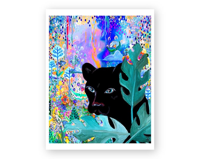 Black Panther Eco-Friendly 8x10 Art Print by Willabird Designs Artist Amber Petersen