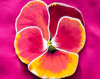 Handpainted Wood Wall Art – Pansies by Amber Petersen for Willabird Designs