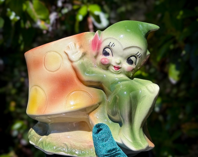 Mid Century Pixie Elf Mushroom Planter found by Willabird Designs Vintage Finds