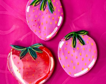 Handpainted Wood Wall Art – Strawberries by Amber Petersen for Willabird Designs