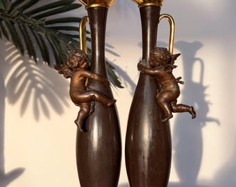 Antique cherub candlesticks found by Willabird Designs Vintage Finds