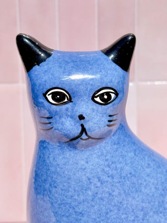 LIVING BLUE calico カンタ Vintage Calico Fine China Cat Found by Willabird Designs Vintage