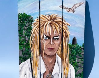 Jareth Painting: David Bowie as Goblin King, The Labyrinth, Acrylic on Wood
