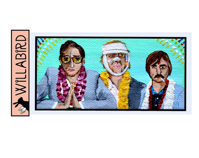 Darjeeling Limited Magnet by Willabird Designs Artist Amber Petersen. Wes Anderson, Adrien Brody, Owen Wilson, Jason Schwartzman