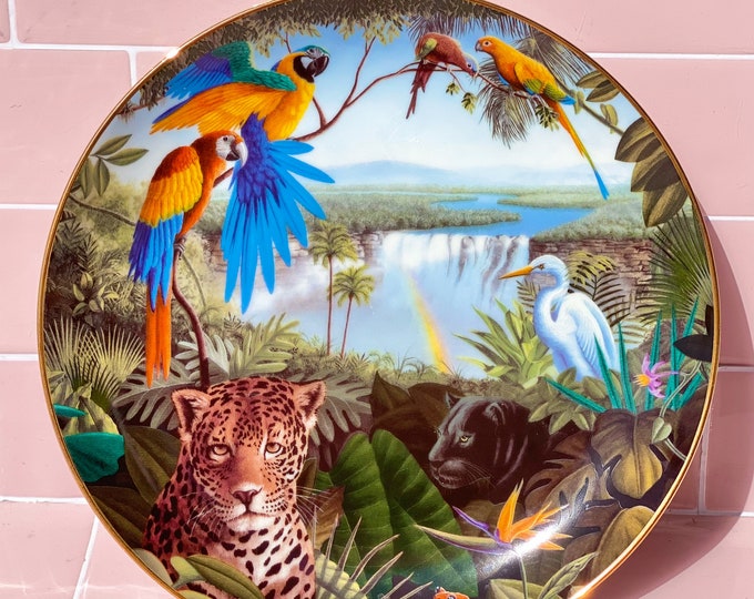 1980’s Limited Edition Jungalow Rainforest Preservation Collector’s Plate found by Willabird Designs Vintage Finds