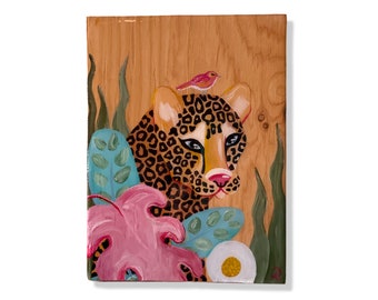Leopard Shiny Resin Painting by Willabird Designs Artist Amber Petersen