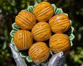 Antique Majolica Trompe l'Oeil Walnut Wall Hanging by Francisco Frazão
