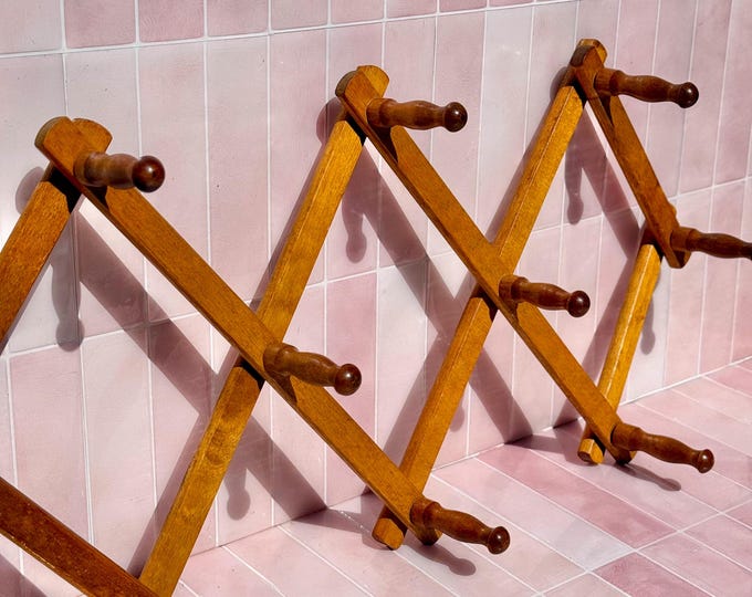Mid Century Wooden Peg Rack found by Willabird Designs Vintage Finds