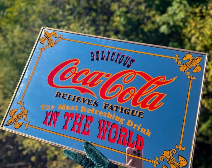 Vintage Coca-Cola bar mirror found by Willabird Designs Vintage Finds. Coca-Cola Relieves Fatigue