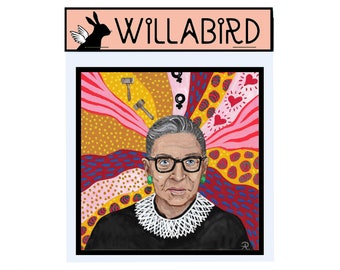 Ruth Bader Ginsburg Magnet by Willabird Designs Artist Amber Petersen