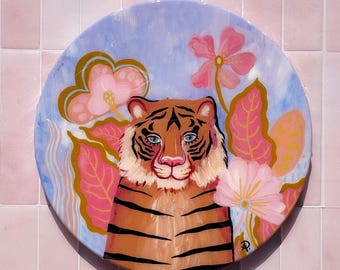 Tiger Shiny Resin Tropical Painting by Willabird Designs Artist Amber Petersen