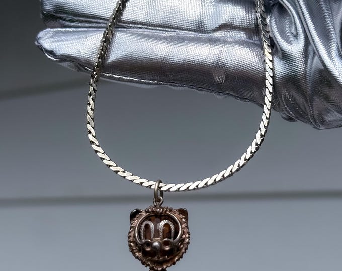 1960’s English Sterling Silver Leo the Lion Necklace found by Willabird Designs Vintage Finds