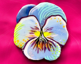 Handpainted Wood Wall Art – Pansies by Amber Petersen for Willabird Designs