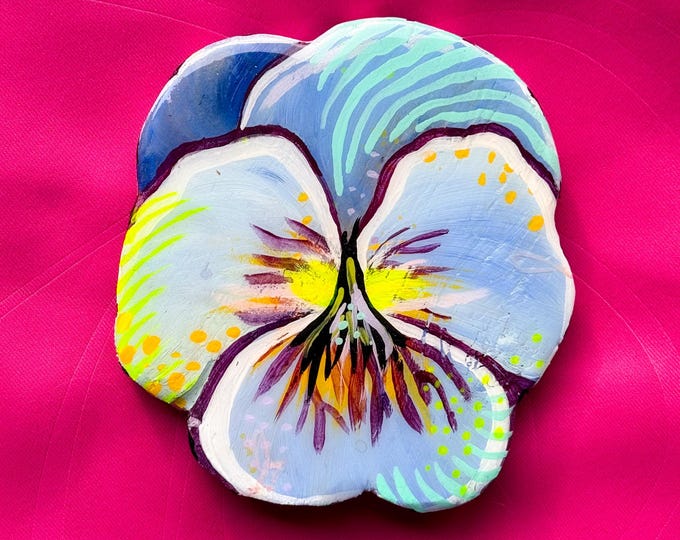Handpainted Wood Wall Art – Pansies by Amber Petersen for Willabird Designs