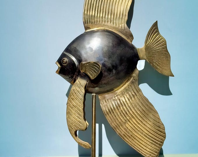 Mid Century Brass Angel Fish Sculpture by Frederick Cooper