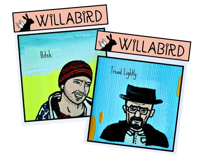 Breaking Bad Magnets by Willabird Designs Artist Amber Petersen. Bryan Cranston as Walter White, Aaron Paul as Jesse Pinkman