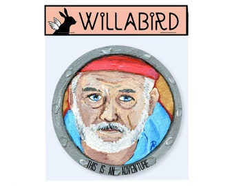 Steve Zissou Life Aquatic Magnet by Willabird Designs Artist Amber Petersen. Bill Murray, Wes Anderson, This is an Adventure