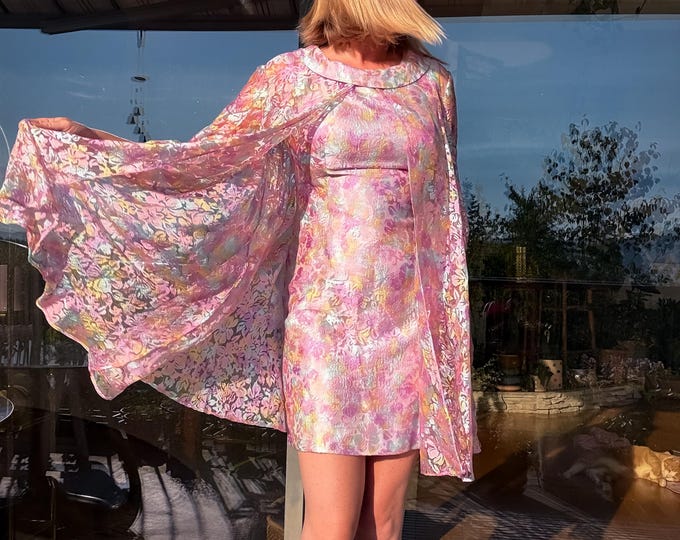1950’s or 60’s A Lawrence Rainbow Pastel Dress & Cape found by Willabird Designs Vintage Finds