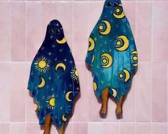 Retro Sheet Ghost Wood Cutouts by Willabird Designs Artist Amber Petersen