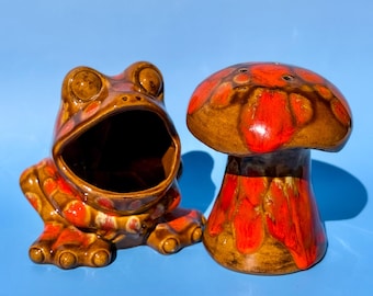 1970’s Arnel’s Scrubby Frog & Mushroom Shaker found by Willabird Designs Vintage Finds