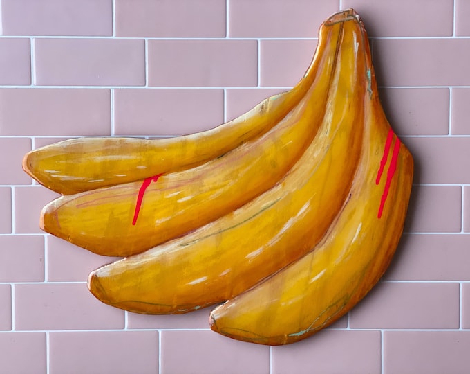 Lucky Bananas Hand Painted Resin Wood Cutouts by Willabird Designs Artist Amber Petersen