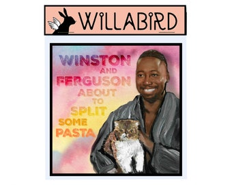 Winston New Girl Magnet by Willabird Designs Artist Amber Petersen. Lamorne Morris as Winston Bishop. Ferguson about to split some pasta