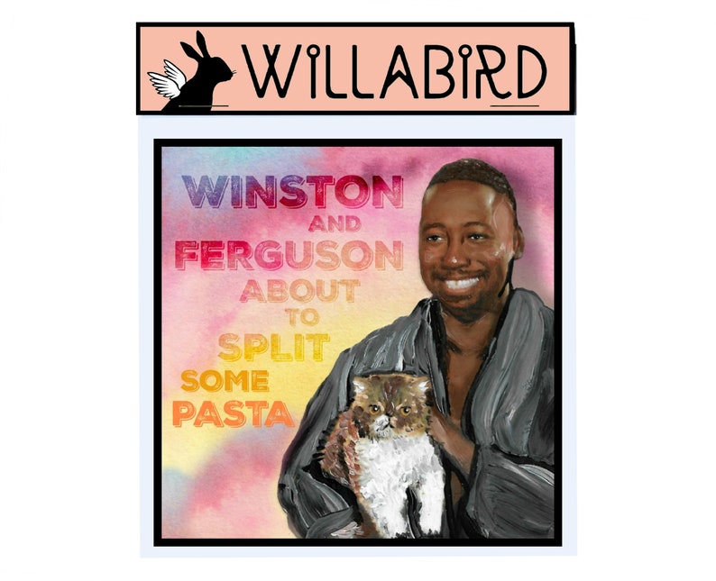 Winston New Girl Magnet by Willabird Designs Artist Amber Petersen. Lamorne Morris as Winston Bishop. Ferguson about to split some pasta image 1