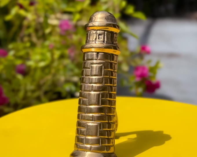 Vintage solid brass lighthouse door knocker found by Willabird Designs Vintage Finds