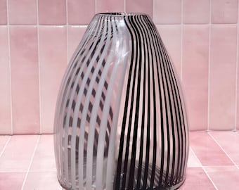 1950s Dino Martens Murano Glass Vase, Bianco Nero Swirl Italian Design