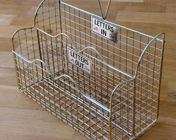 Mid Century Desk Organizer, Letters In, Letters Out, found by Willabird Designs Vintage Finds