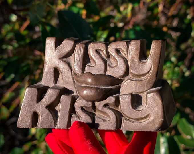 1970’s Kissy Kissy Block Sculpture found by Willabird Designs Vintage Finds