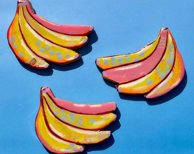 Handpainted Wood Wall Art – Banana Bunches by Amber Petersen for Willabird Designs