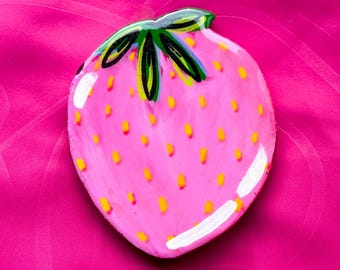 Handpainted Wood Wall Art – Strawberries by Amber Petersen for Willabird Designs