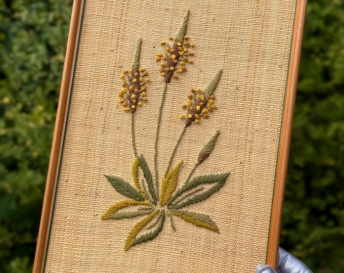 Mid Century Botanical Crewel found by Willabird Designs Vintage Finds