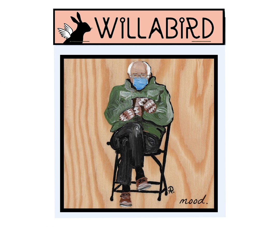 Bernie Sanders Mittens Mood Magnet by Willabird Designs Artist