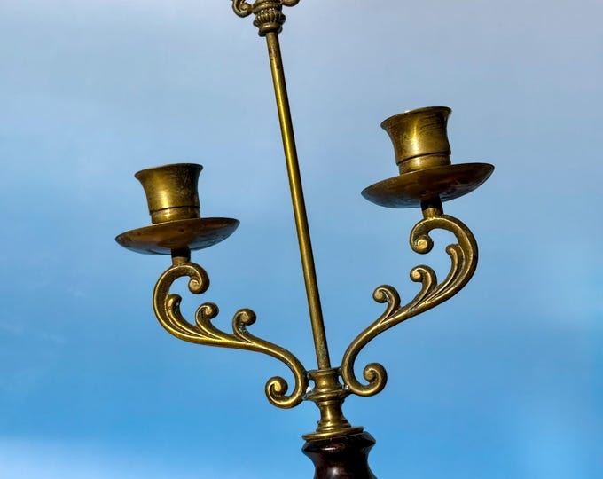 Vintage Manor Brass & Wood Candelabras found by Willabird Designs Vintage Finds