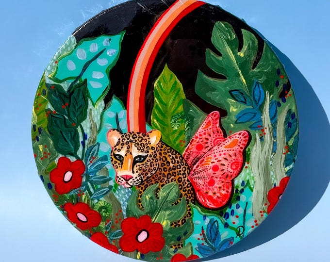 Leopard Butterfly Shiny Resin Painting by Willabird Designs Artist Amber Petersen