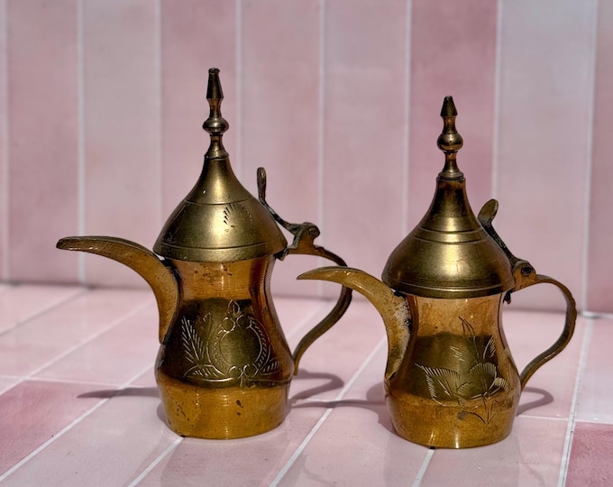 Vintage Brass Dallah Coffee Pots found by Willabird Designs Vintage Finds