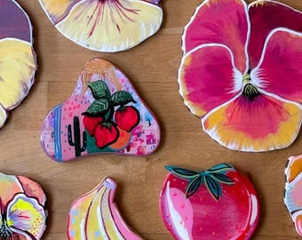 Handpainted Wood Wall Art – Strawberries by Amber Petersen for Willabird Designs