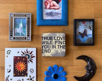 Whimsigoth Curated Gallery Wall Set with Hanging Blueprint | Vintage 90’s Celestial Wall Decor by Willabird