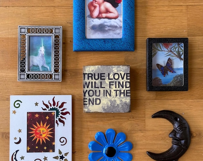 Whimsigoth Curated Gallery Wall Set with Hanging Blueprint | Vintage 90’s Celestial Wall Decor by Willabird