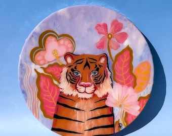 Tiger Shiny Resin Tropical Painting by Willabird Designs Artist Amber Petersen
