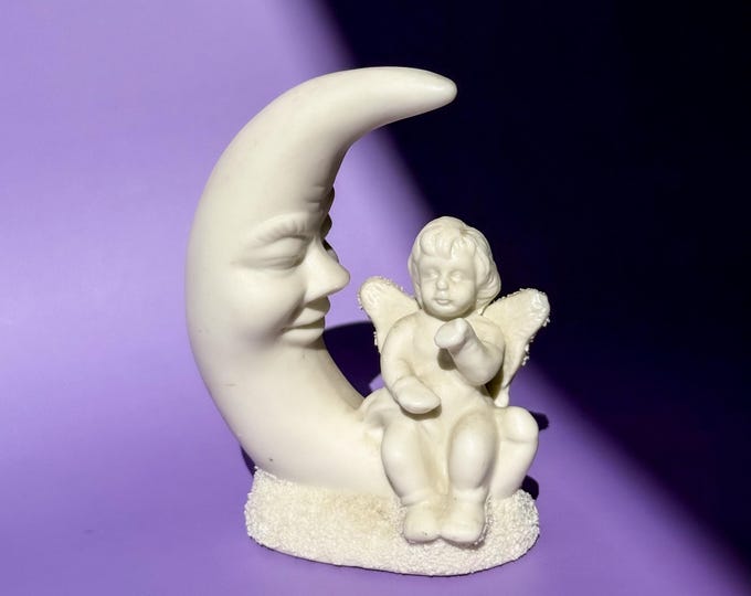 Whimsigoth Moon & Cherub, Department 56 Snowbabies Series, found by Willabird Designs Vintage Finds