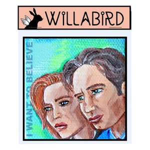 X-Files I Want to Believe Magnet by Willabird Designs Artist Amber Petersen. Agent Fox Mulder & Agent Dana Scully