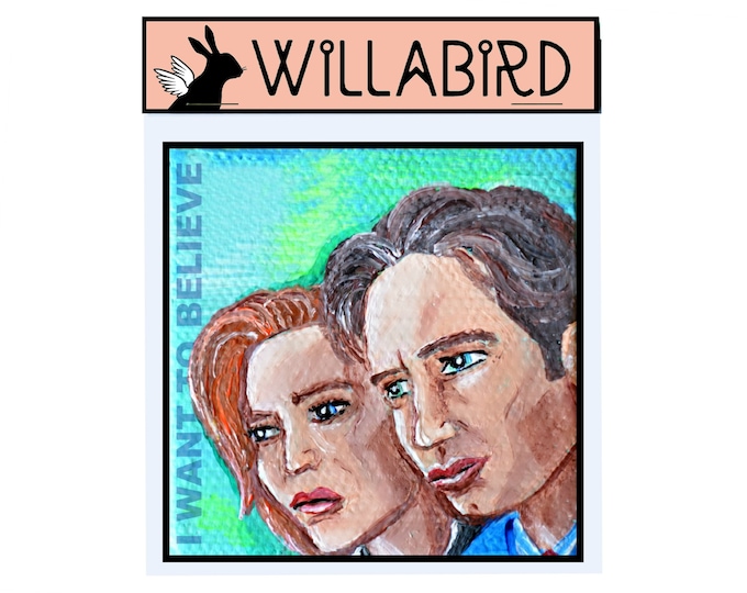 X-Files I Want to Believe Magnet by Willabird Designs Artist Amber Petersen. Agent Fox Mulder & Agent Dana Scully