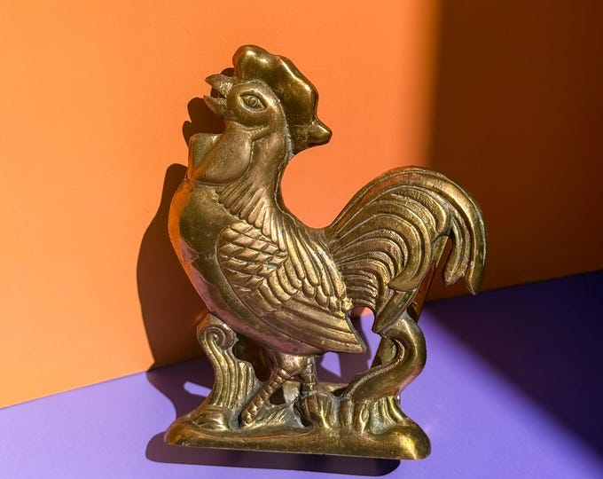 Mid Century Solid Brass Rooster Napkin Holder found by Willabird Designs Vintage Finds