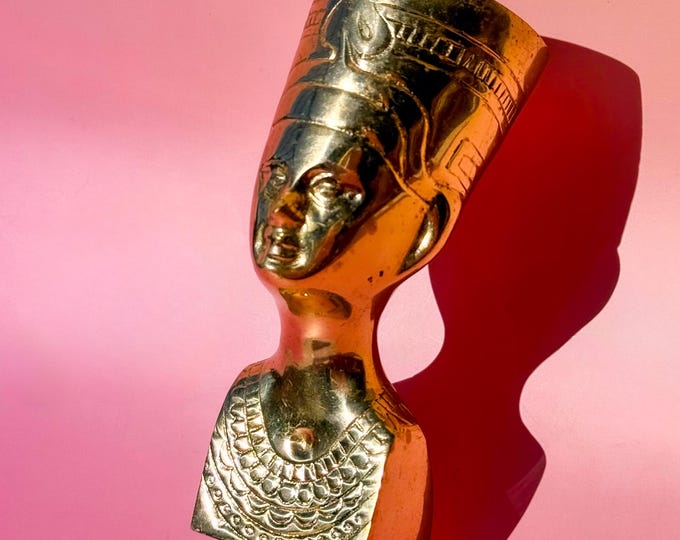 Vintage Solid Brass Nefertiti Bust found by Willabird Designs Vintage Finds
