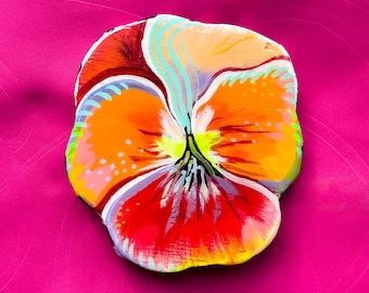 Handpainted Wood Wall Art – Pansies by Amber Petersen for Willabird Designs