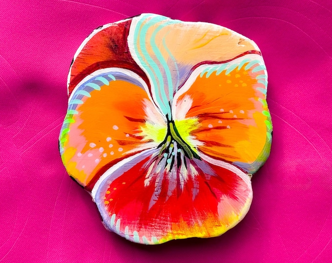 Handpainted Wood Wall Art – Pansies by Amber Petersen for Willabird Designs