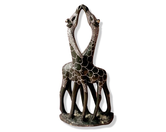 African Shona Sculpture Kissing Giraffes Stone Sculpture found by Willabird Designs Vintage Finds